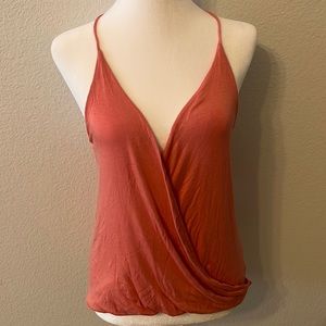 Silence + Noise Racerback V Neck Soft Stretchy Tank Salmon Pink Cute!
